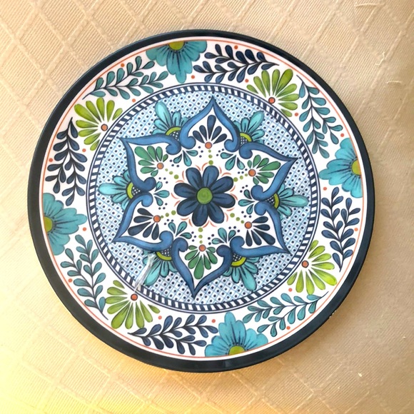 Certified international Talavera Nancy green melamine 11” dinner plates set of 6 - Picture 1 of 2